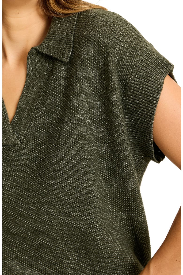 Pebble Stitch Short Sleeve Sweater, Alternate, color, BANANA LEA