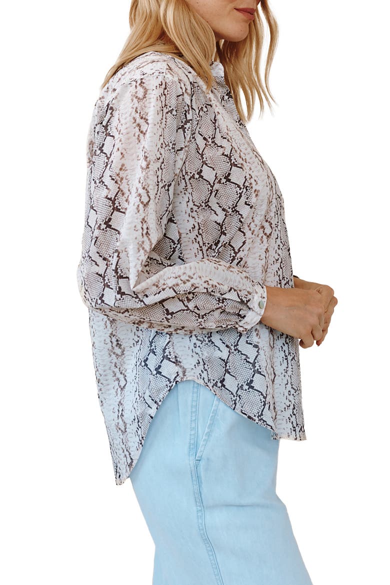 Print Shirred Shirt, Alternate, color, BLUSH SNAKE PRINT