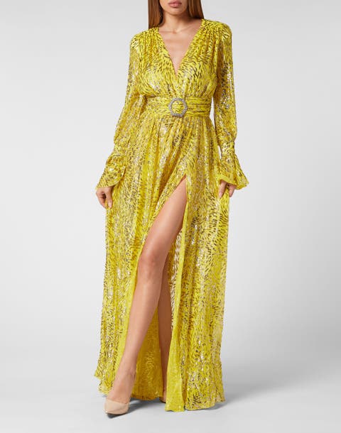 Gold Lurex Long Dress Women