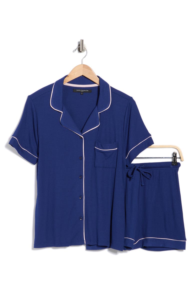 French Connection Short Sleeve Pajama Short Set, Alternate, color, Deep Well