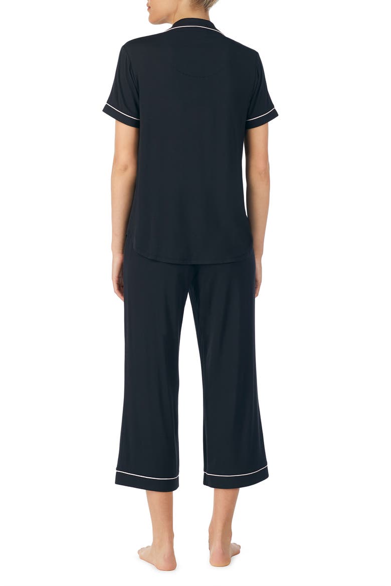 capri short sleeve pajamas, Alternate, color, BLACK