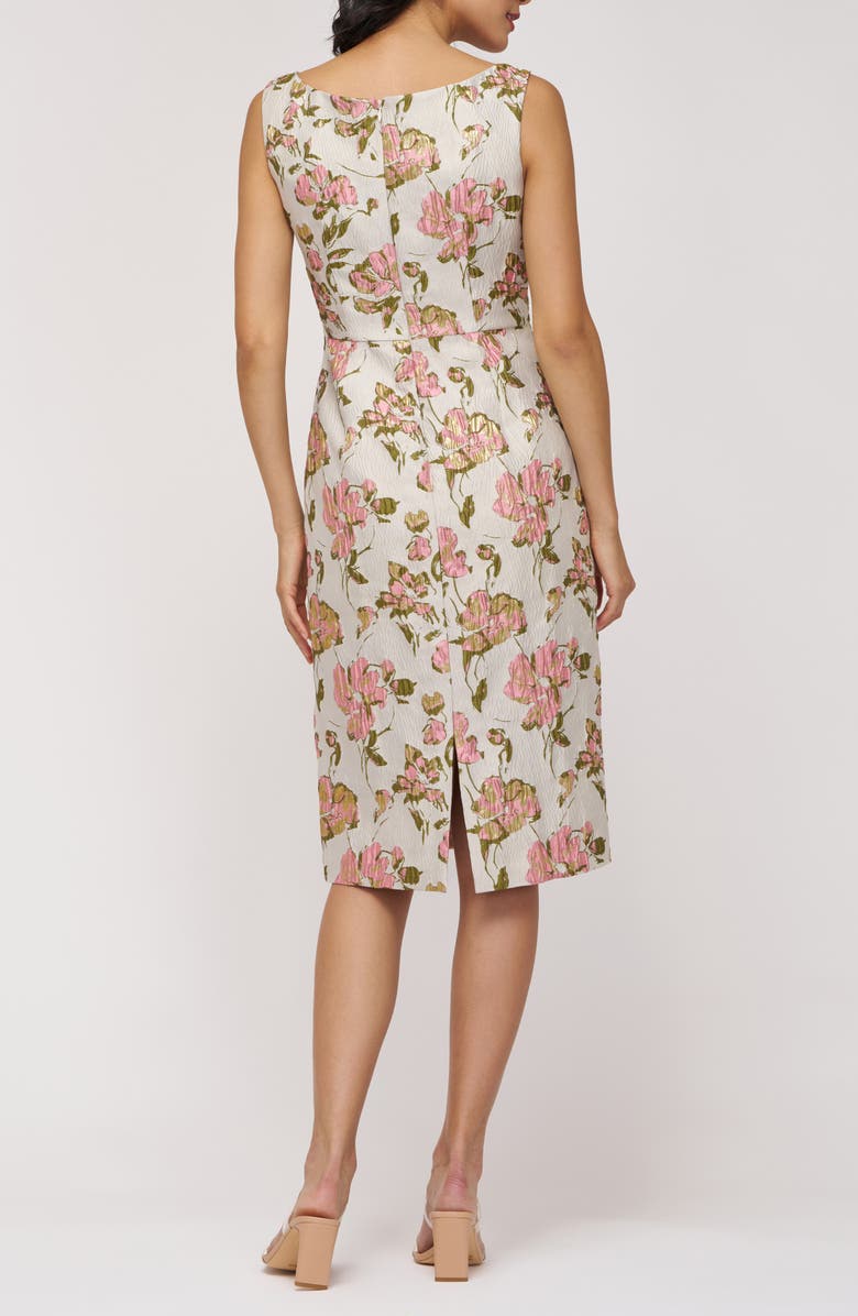 JS Collections Veda Bow Sheath Cocktail Dress, Alternate, color, Pink/ Green