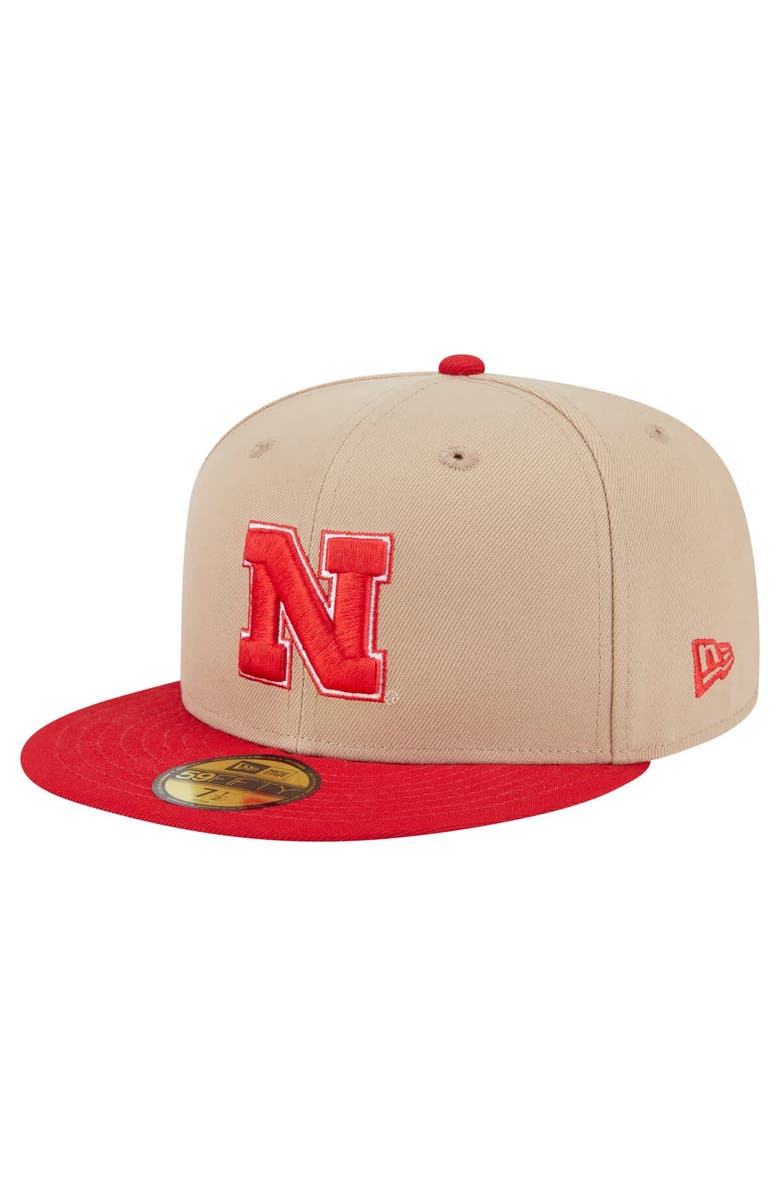 New Era Men's New Era  Khaki Nebraska Huskers Two-Tone 59FIFTY Fitted Hat, Main, color, Khaki