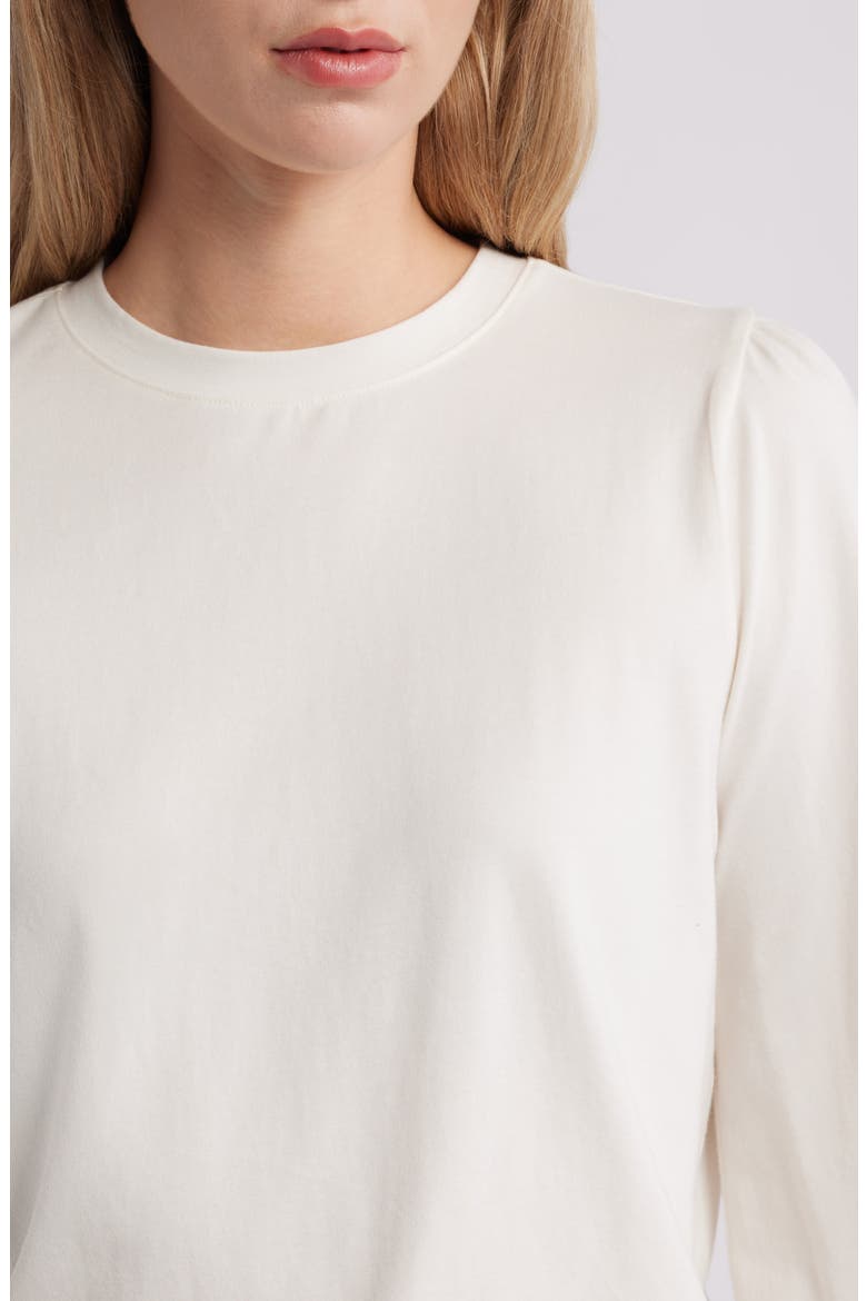 Blouson Sleeve Cotton Blend Top, Alternate, color, IVORY PRISTINE