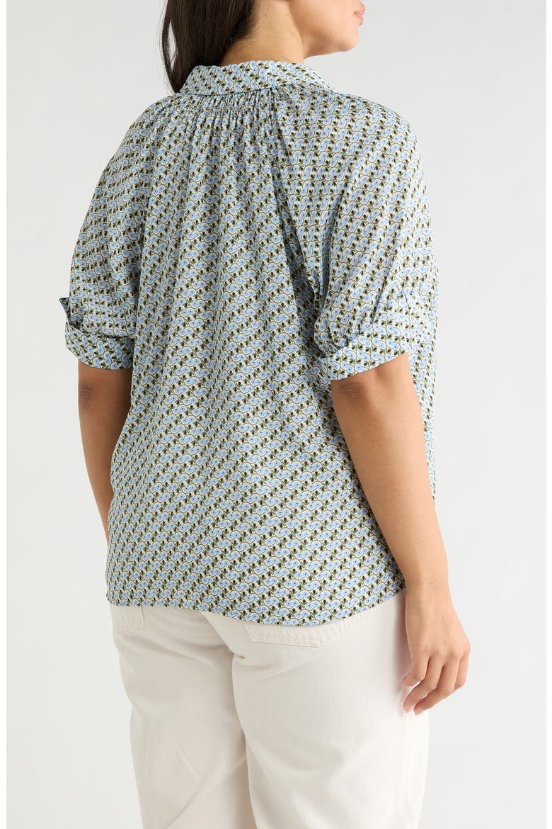 Puff Sleeve Top, Alternate, color, CREAM/ BLUE DAISY LOOPS