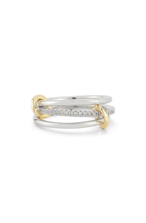 14k Gold Plated Cubic Zirconia Triple Ring