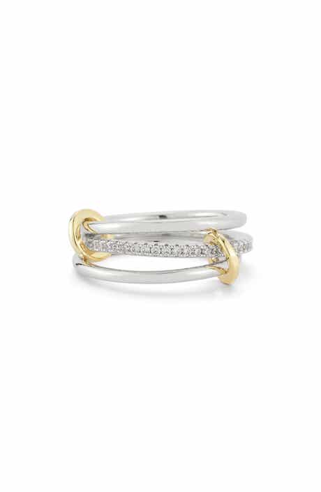 14k Gold Plated Cubic Zirconia Triple Ring
