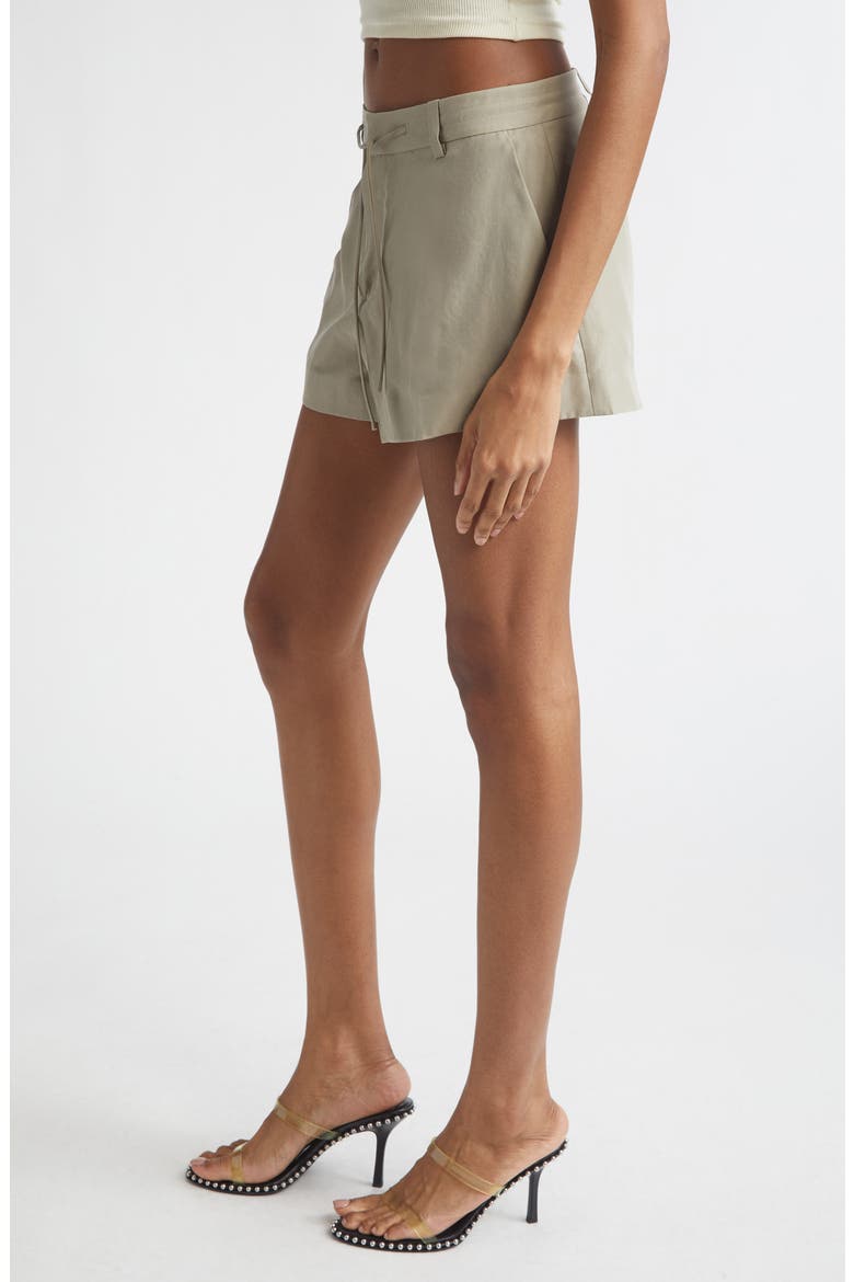 Mid Rise Silk Drawcord Shorts, Alternate, color, ARMY TAN