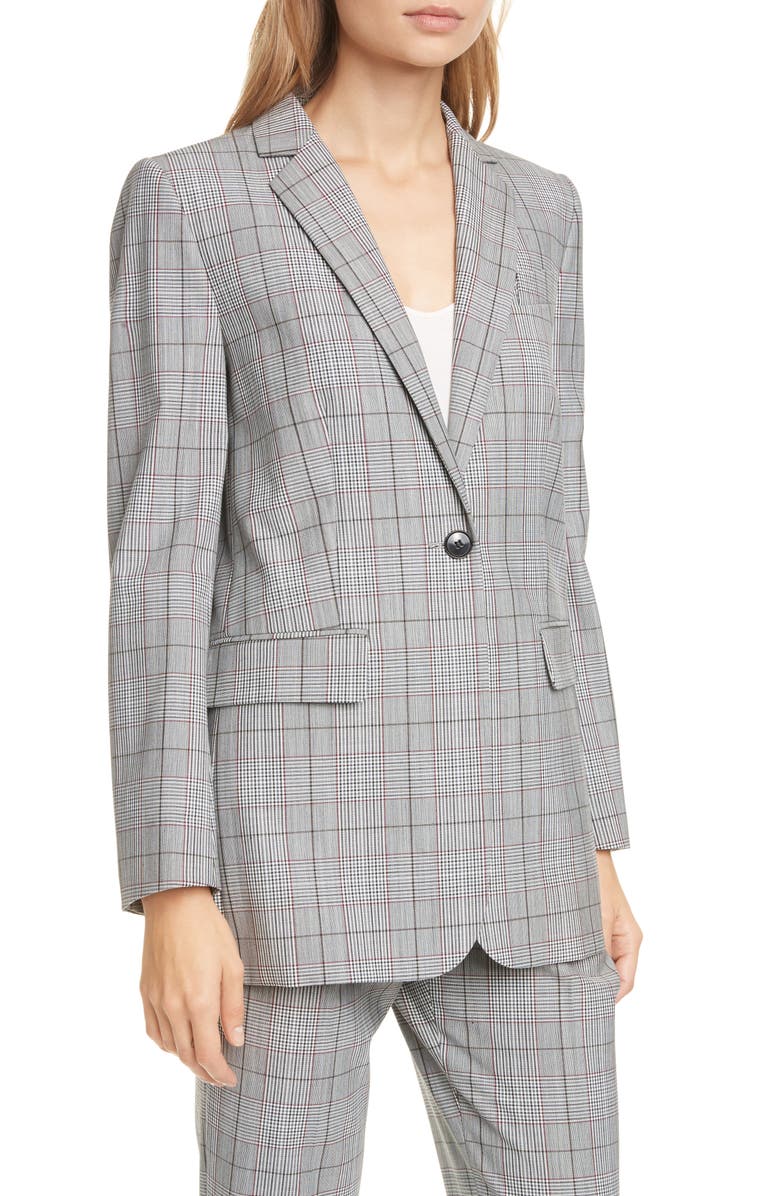 Judith & Charles Pixel Windowpane Plaid One-Button Blazer, Alternate, color,