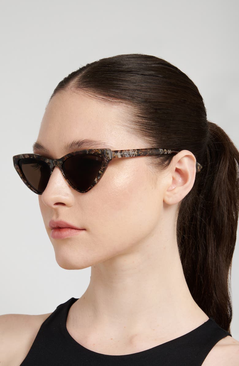 Stuart Weitzman 55mm Cat Eye Sunglasses, Alternate, color, Pattern Havana/ Brown
