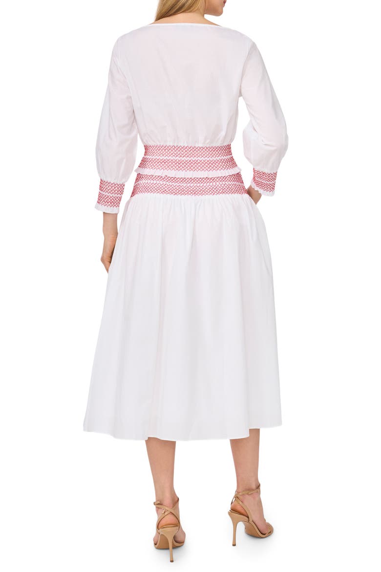 Boat Neck Long Sleeve Smocked Top, Alternate, color, ULTRA WHITE