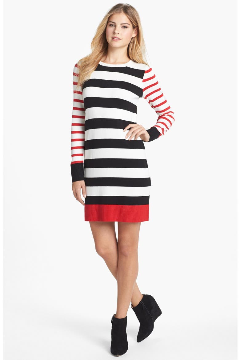 Stripe Sweater Dress, Main, color, RED