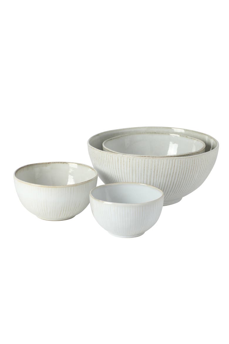 Dawson Mill 4-Piece Round Reactive Glaze Stoneware Nesting Bowl Set, Main, color, White