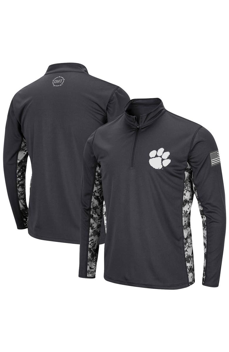 COLOSSEUM Men's Colosseum Charcoal Clemson Tigers OHT Military Appreciation Digital Camo Lightweight Quarter-Zip Pullover, Alternate, color, 
