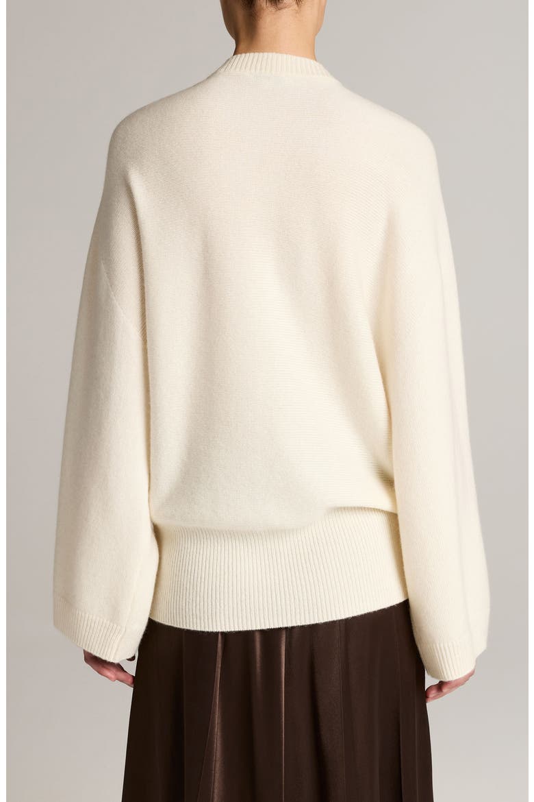 Wide Sleeve Wool & Cashmere Crewneck Sweater, Alternate, color, OFF WHITE