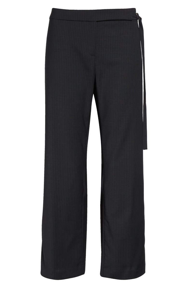 Paloma Wool Bigas Pinstripe Tie Detail Straight Leg Crop Trousers, Alternate, color, Dark Grey