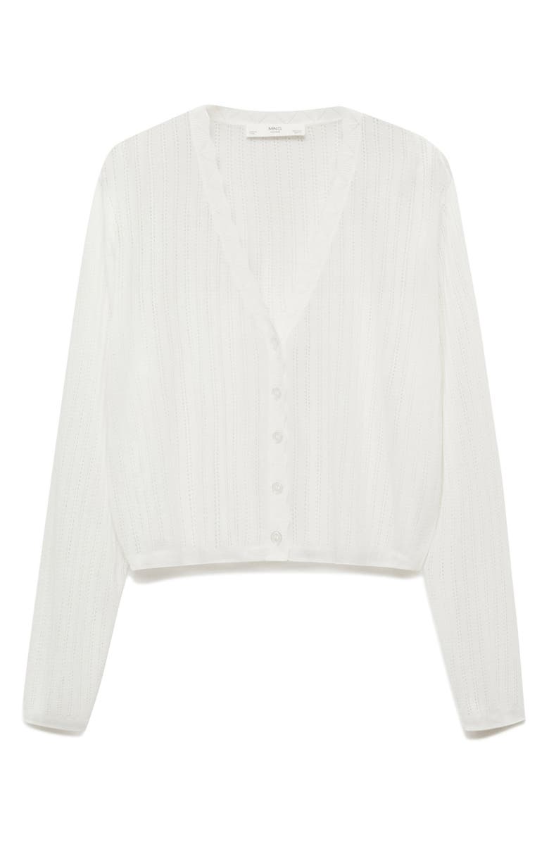 MANGO Pointelle Pajama Cardigan, Alternate, color, White
