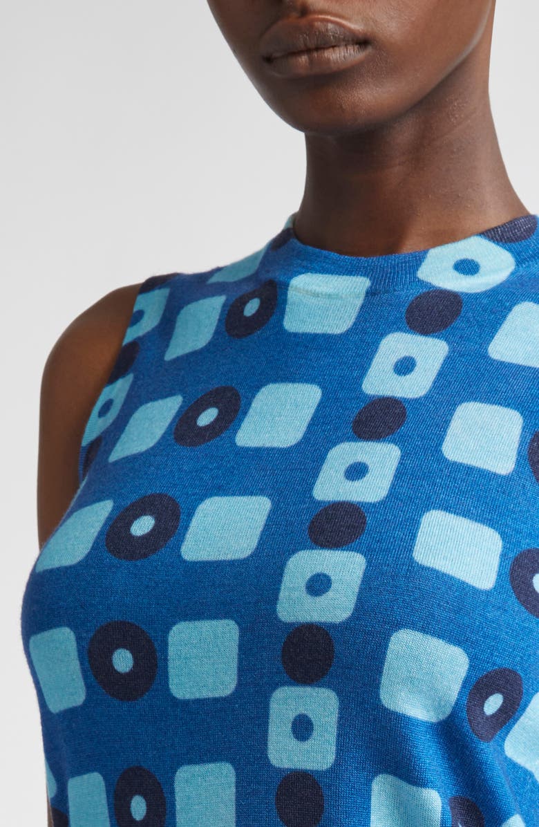 ST. JOHN Geo Print Wool Shell, Alternate, color, Cobalt Classic Beige