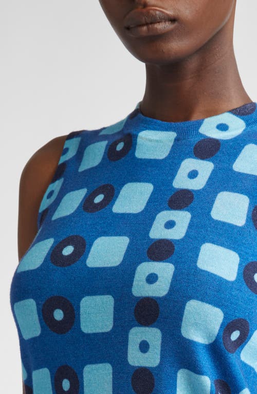St John St. John Collection Geo Print Wool Shell In Blue