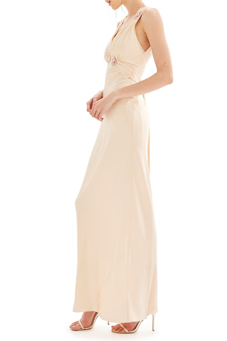 Bride Embroidered Silk Gown, Alternate, color, NUDE