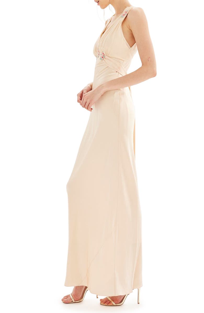 Topshop Bride Embroidered Silk Gown, Alternate, color,