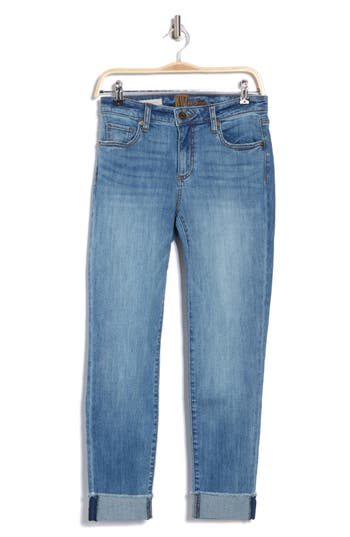 Shop Kut From The Kloth Asher Cuffed Ankle Straight Leg Jeans In Clove
