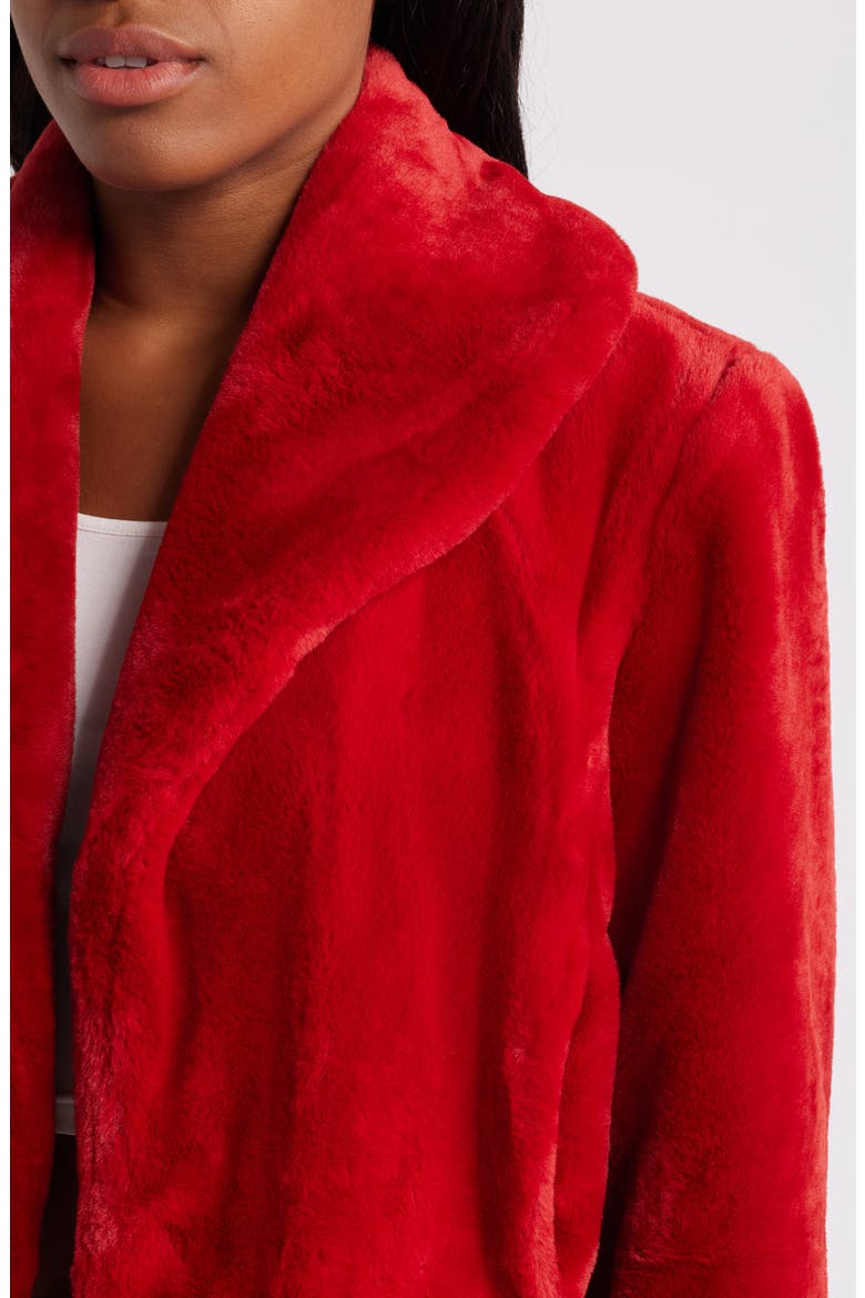 Shawl Collar Faux Fur Jacket, Alternate, color, HOT TO TROT