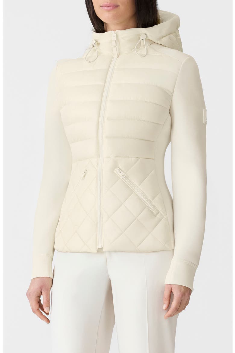 Agatha Mixed Media Down Jacket, Main, color, CREAM