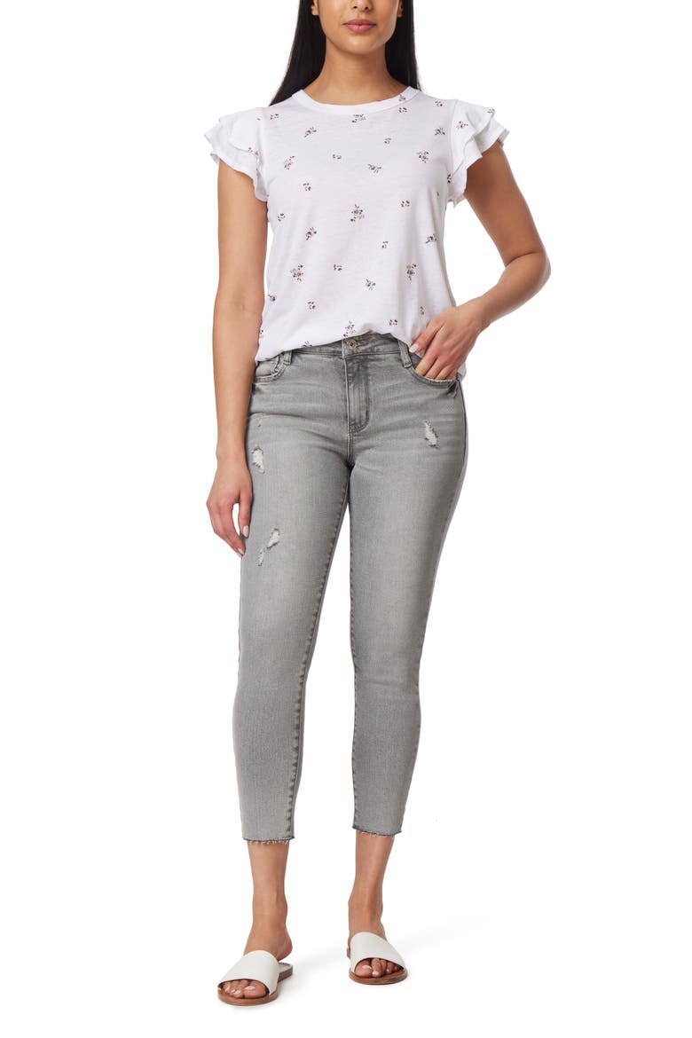 Somerset Burnwash Ruffle Top, Alternate, color, SNOW WHITE TOSSED FLORAL