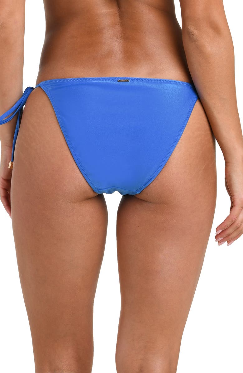 L'AGENCE Britt Shimmer String Bikini Bottoms, Alternate, color, Capri Blue