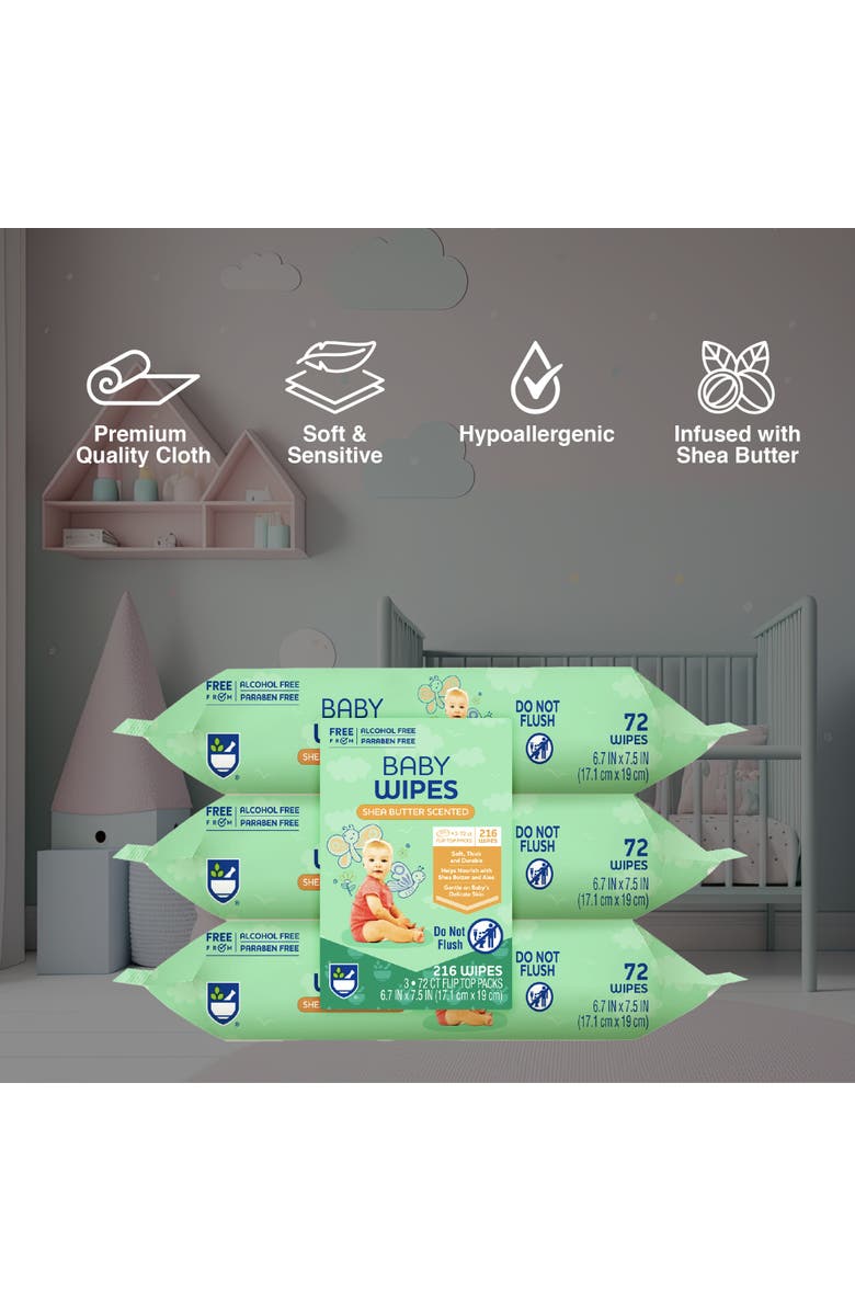 PURSONIC Baby Wipes - Aloe Vera & Shea Butter Infused - 99% Water-Based | Resealable Pack for Sensitive Skin, Alternate, color, Green