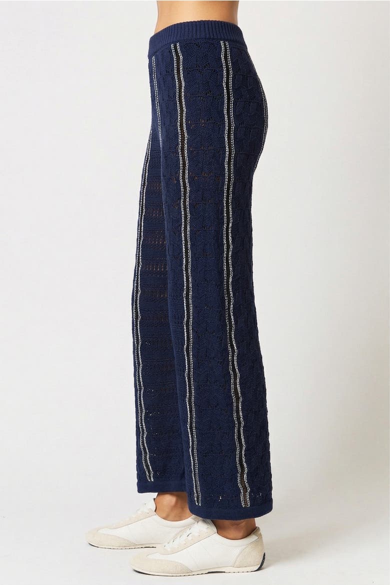 Amber Novelty Stitch Sweater Pant, Alternate, color, NAVY