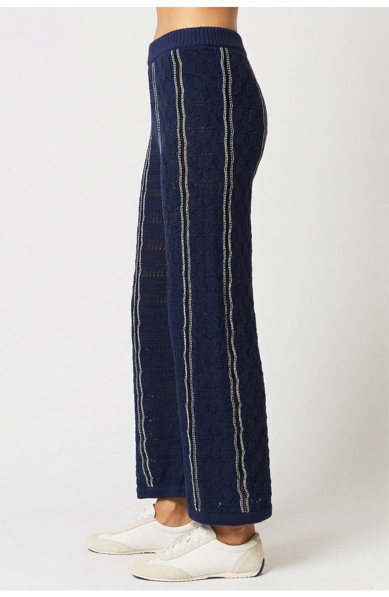 Central Park West Amber Novelty Stitch Sweater Pant, Alternate, color, Navy