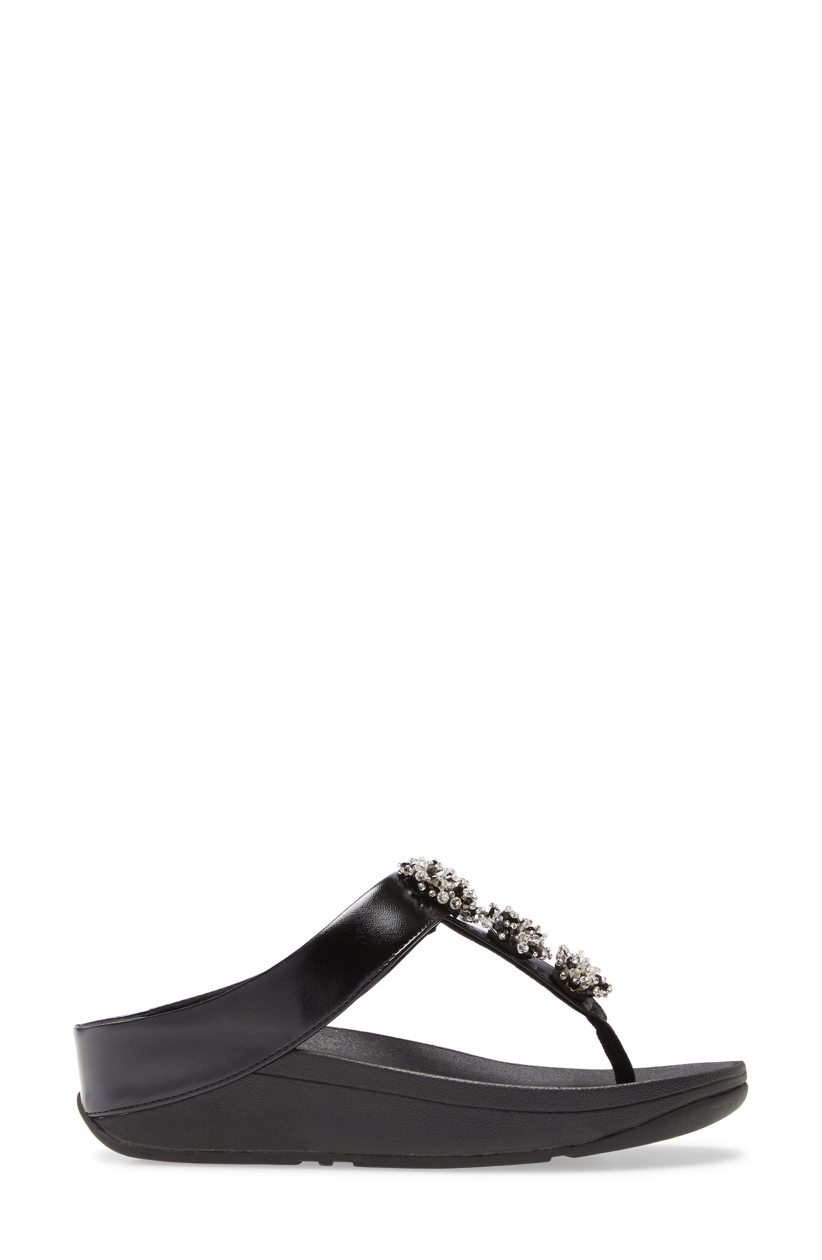 FitFlop Galaxy Toe Wedge Flip Flop, Alternate, color, All Black