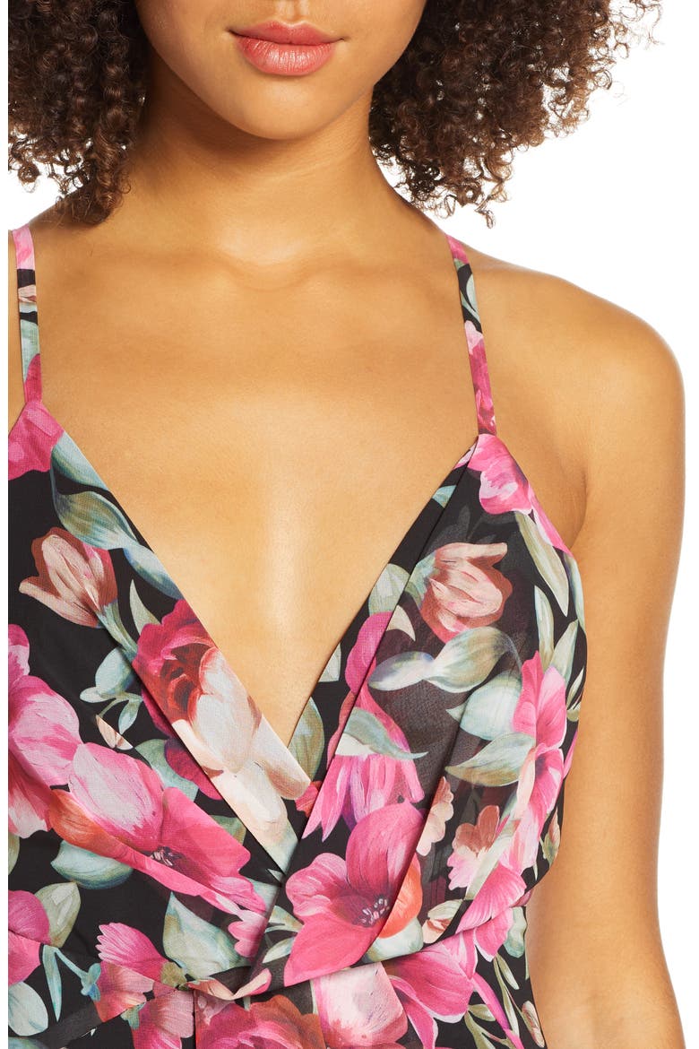 The Ina Floral Print Tulip Hem Cocktail Dress, Alternate, color, BERMUDA FLORAL PINK
