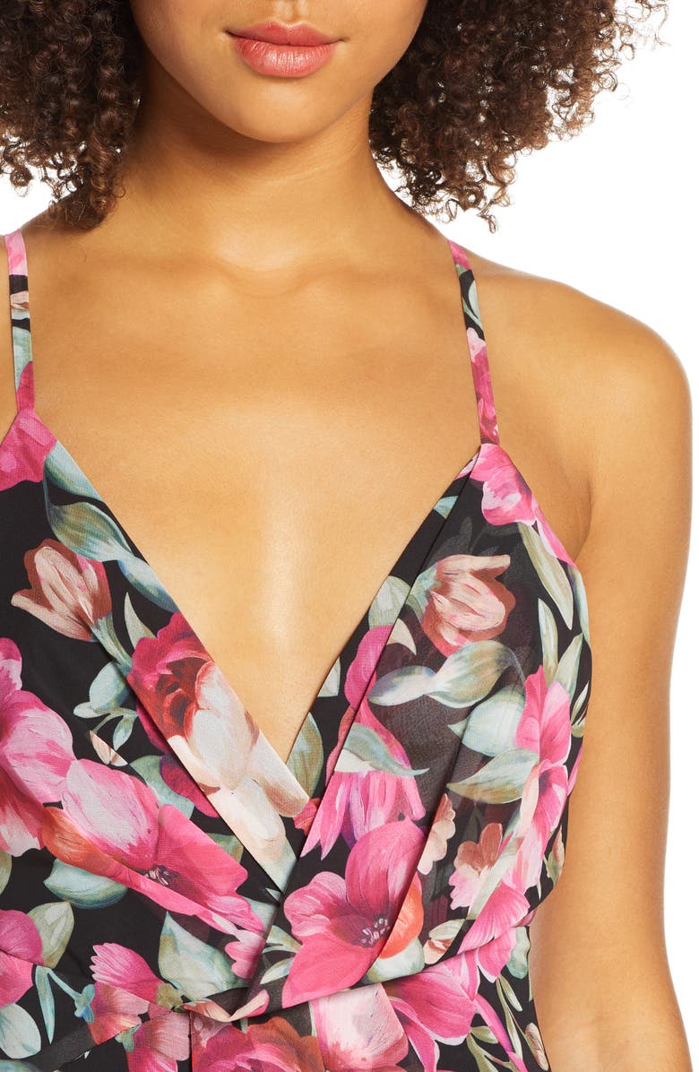 Fame and Partners The Ina Floral Print Tulip Hem Cocktail Dress, Alternate, color, 