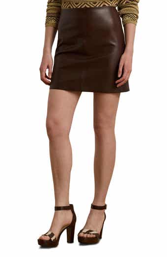 Lauren Ralph Lauren Lambskin Leather Pencil Miniskirt