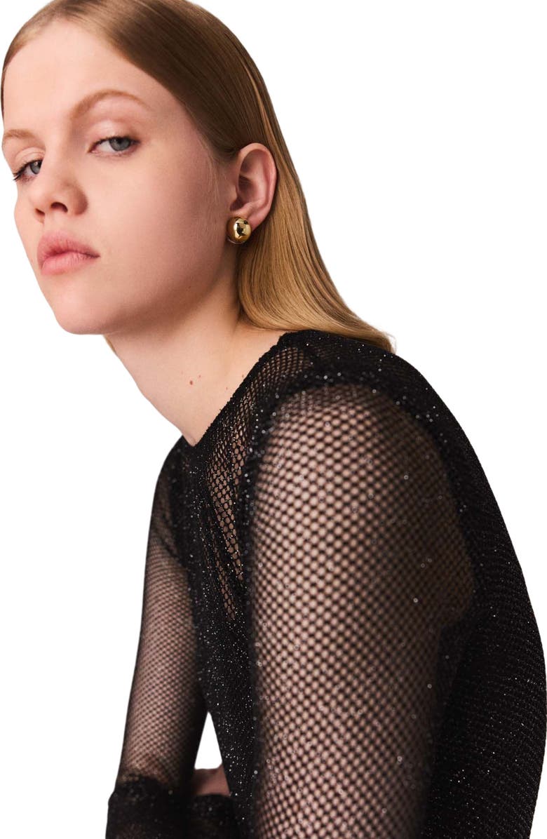 maje Jersey diamanté top, Alternate, color, Black