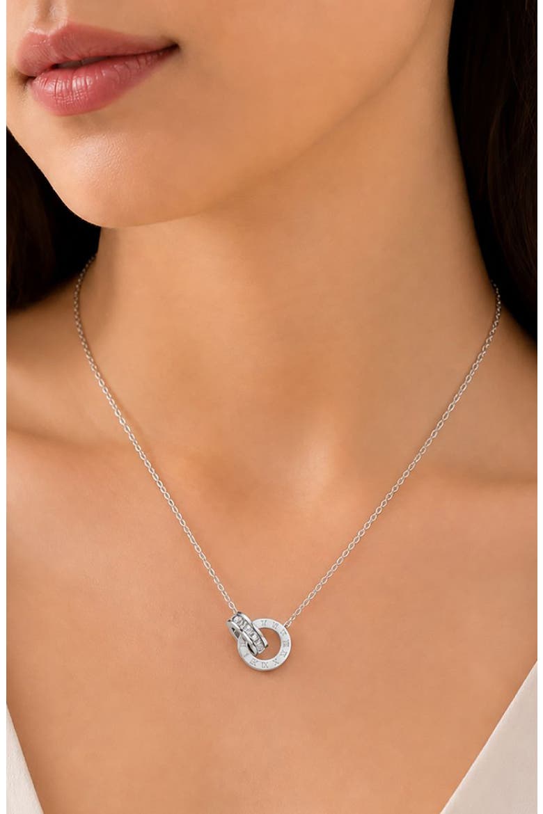 Roman Numeral Cubic Zirconia Pendant Necklace, Alternate, color, SILVER