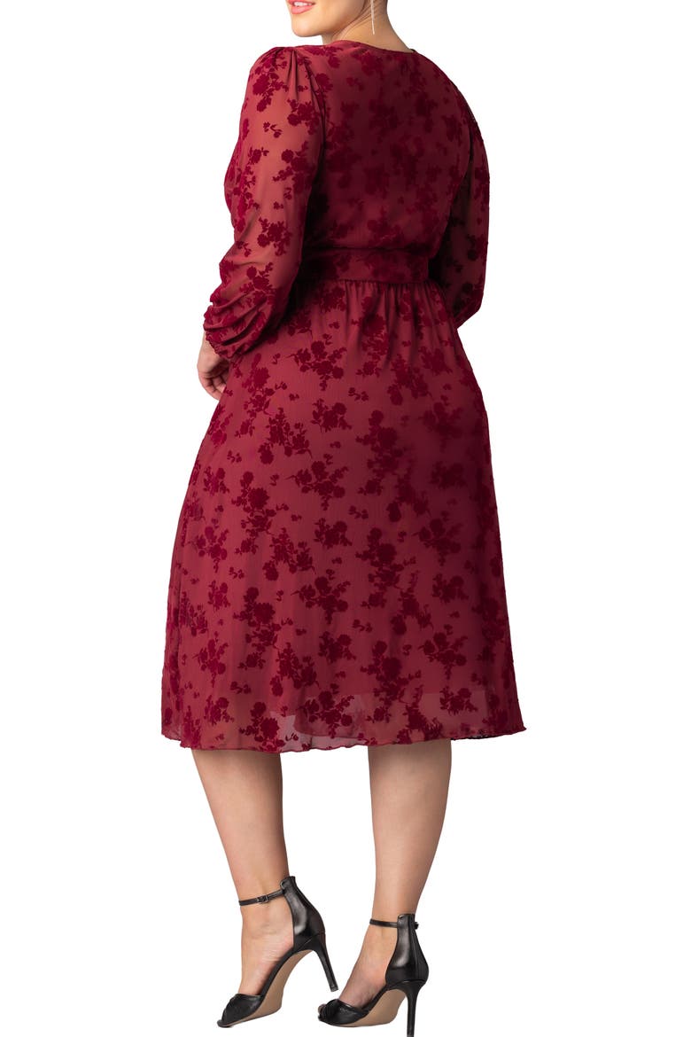 Melanie Floral Mesh Cocktail Dress, Alternate, color, BORDEAUX FLOCKED FLORALS