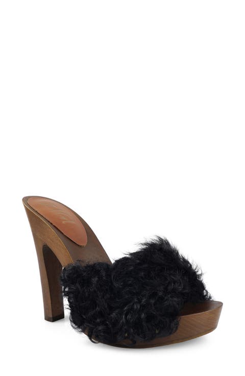 Genuine Shearling Platform Sandal (Women)