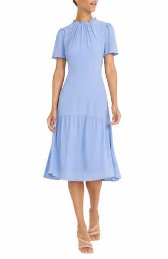 Maggy London Short Sleeve Ruffle Midi Dress