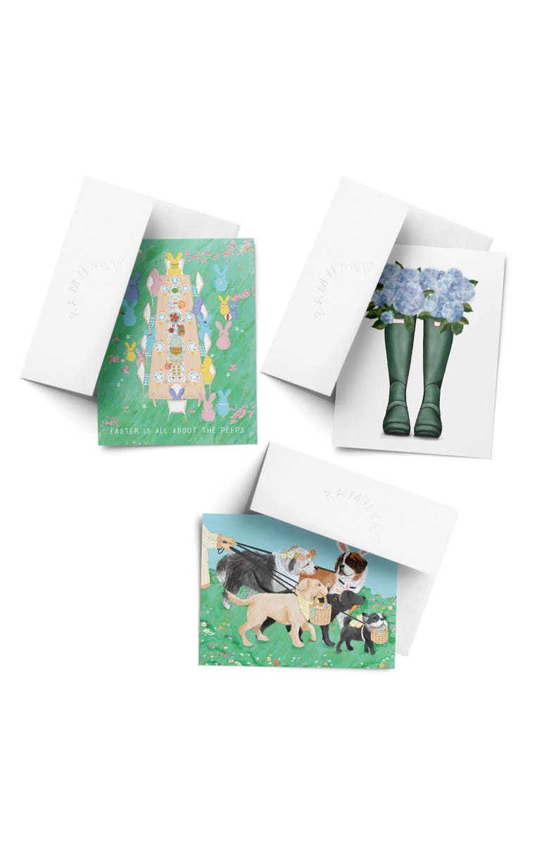 Ramus & Co Easter Assorted Greeting Card Pack (3ct) "All About The Peeps, Rain Boots, Easter Dogs", Main, color, Multi-Pack