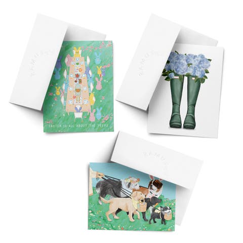 Easter Assorted Greeting Card Pack (3ct) "All About The Peeps, Rain Boots, Easter Dogs"