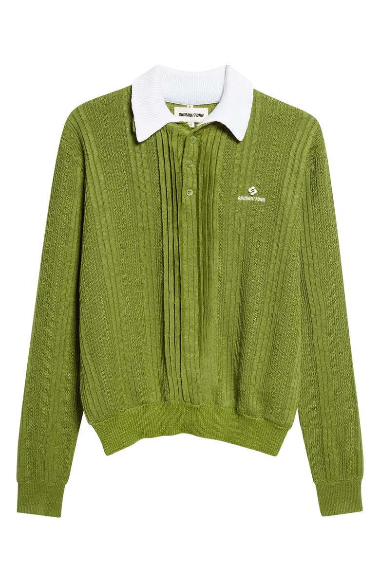 Shushu/Tong Contrast Collar Linen Sweater, Main, color, Green