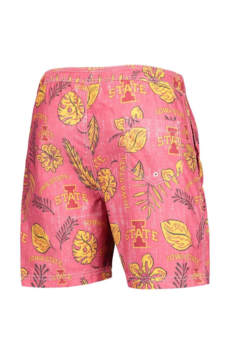 Wes & Willy Men's Wes & Willy Cardinal Iowa State Cyclones Vintage Floral Swim Trunks, Alternate, color, Cardinal