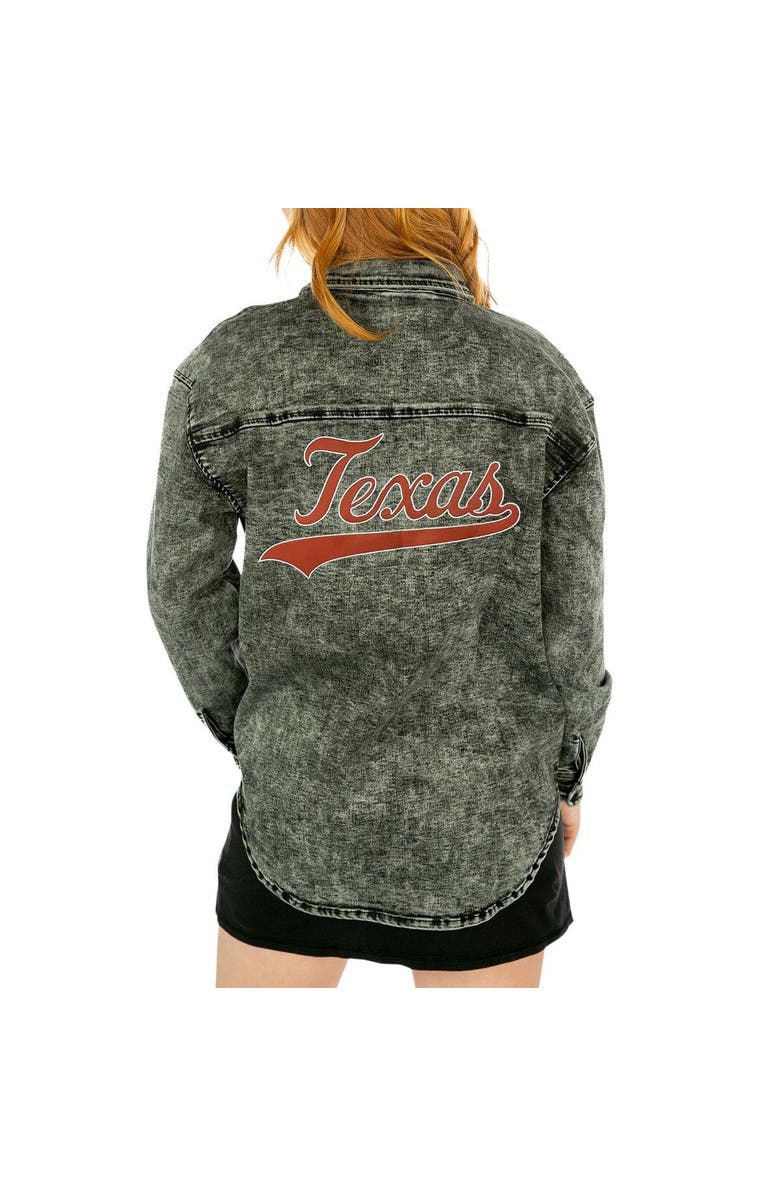 GAMEDAY COUTURE Women's Gameday Couture Charcoal Texas Longhorns Multi-Hit Tri-Blend Oversized Button-Up Denim Jacket, Alternate, color, 