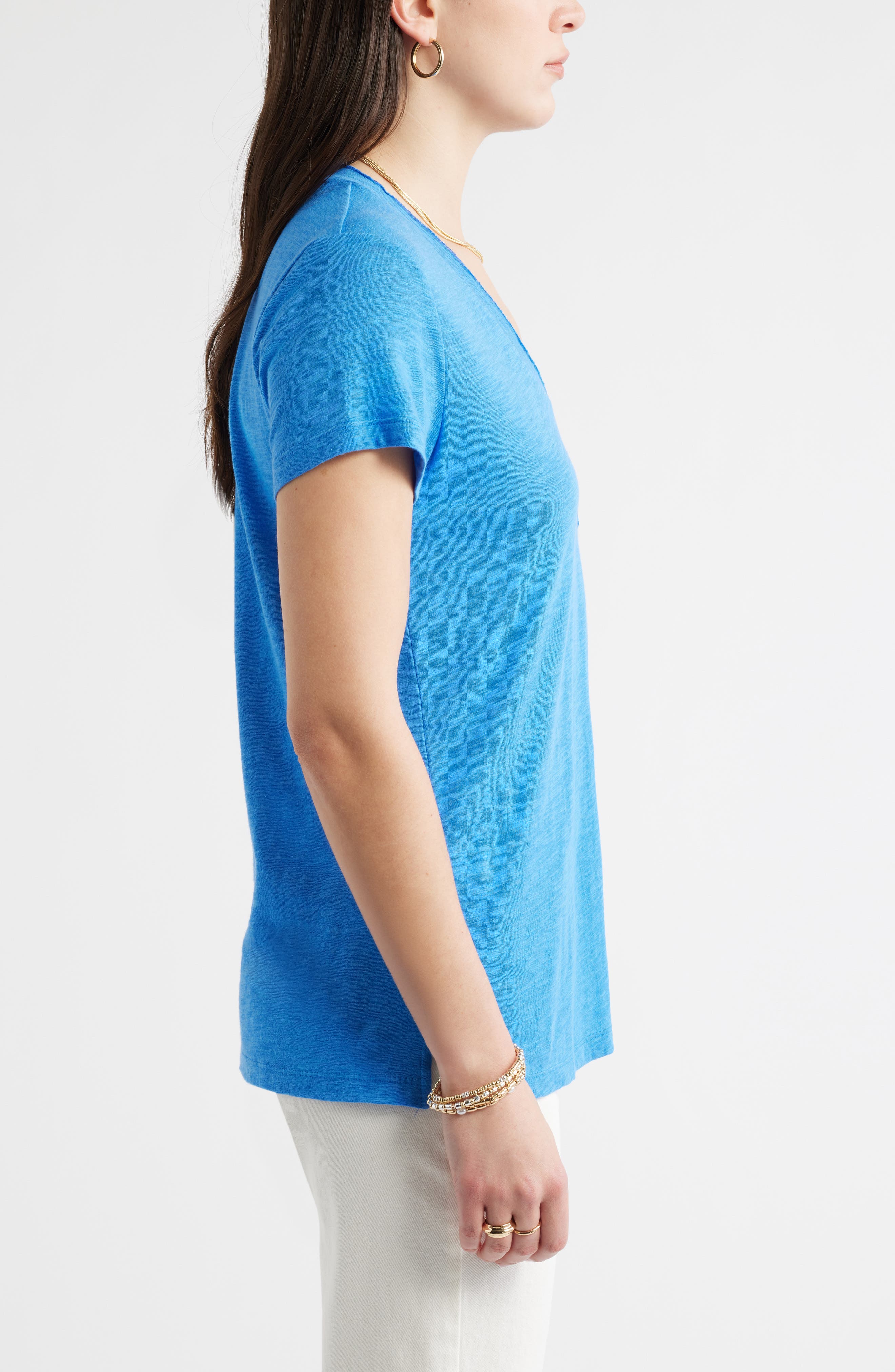 Женские Caslon® Cotton & Modal V-Neck T-Shirt — фото 4