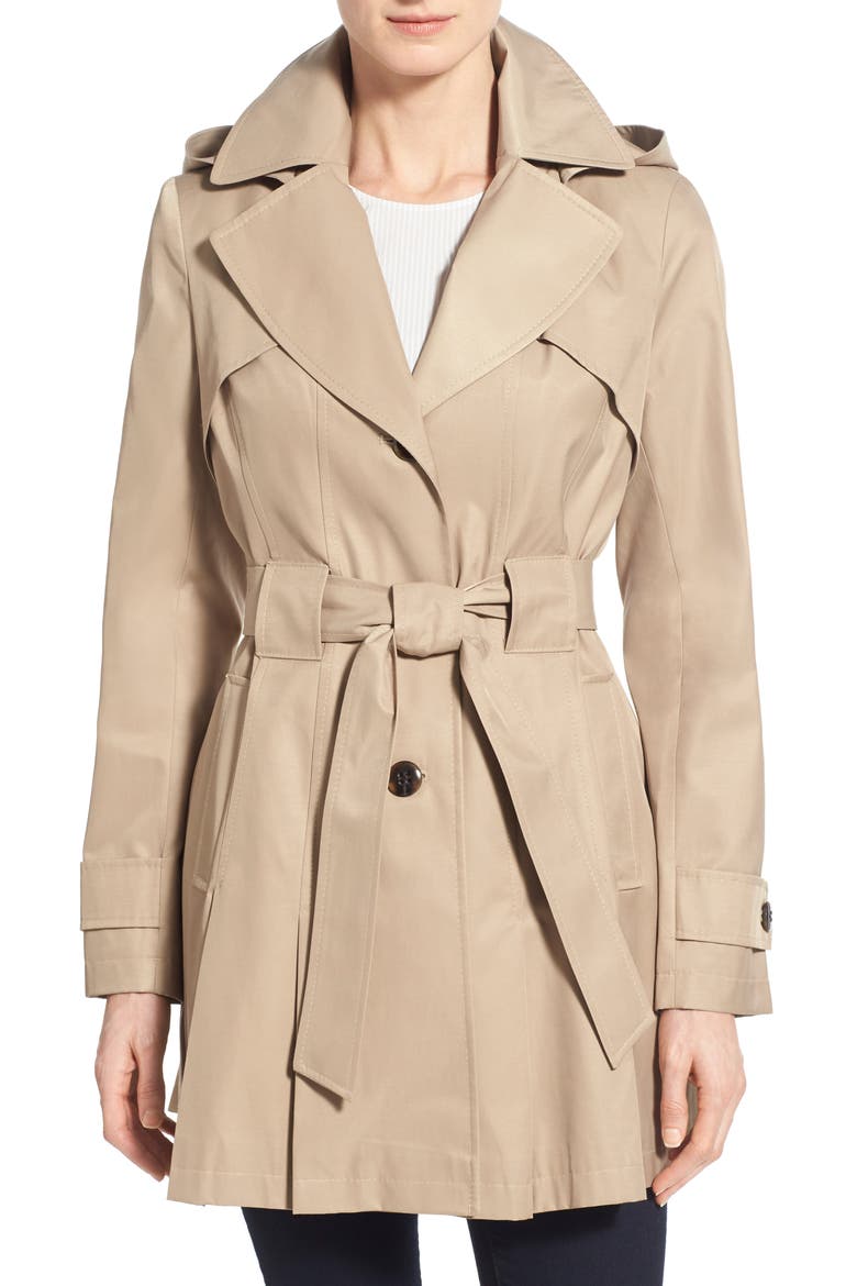 'Scarpa' Hooded Single Breasted Trench Coat, Main, color, OLD SAND