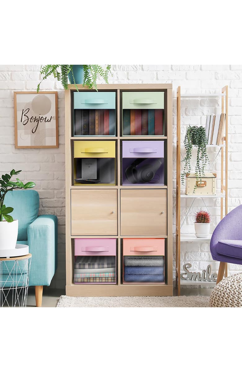 SORBUS 6-Pack Window Collapsible Storage Bins, Alternate, color, Pastel Colors